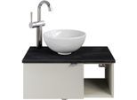 Waschtisch SAPHIR "Serie 6915 Waschschale mit Unterschrank für Gästebad, Gäste WC", beige (kaschmir matt, schiefer, kaschmir matt touch), B:61cm H:39,8cm T:35cm, Waschtische, Waschtisch, 61 cm mit Keramik-Aufsatzbecken, 1 Tür und 1 Fach
