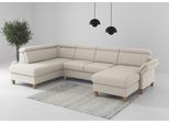 Wohnlandschaft HOME AFFAIRE "Glendale, U-Form", creme, B:321cm H:84cm T:193cm, 95% Polyester, 5% Polyamid, Sofas, Wohnlandschaft, inkl. Kopfteilverstellung, wahlweise mit Vorziehsitz und Bettkasten