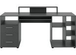 Schreibtisch VOGL MÖBELFABRIK "Timra", grau (graphit, graphit, graphit), B:160cm H:87,5cm T:67cm, Tische, Schreibtisch, Tastaturauszug, Aufsatz & Towerfach, Breite 160 cm, Made in Germany