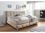 Boxspringbett HOME AFFAIRE "Salo XXL", beige, B:174cm L:231cm, Komplettbetten, Boxspringbett, in Samtoptik oder Struktur, 6 Breiten in Überlänge 220cm, 4 Härtegrade
