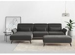 Ecksofa HOME AFFAIRE "Fjord L-Form", grau (anthrazit), B:324cm H:93cm T:184cm, 100% Polyester, Sofas, Ecksofa, massiv, wahlweise mit Armlehnfunktion, Kopf- Sitztiefenverstellung
