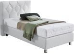 Boxspringbett "Phönix", weiß, B:115cm L:210cm, Bezug Bett: Microvelours (100% Polyester) oder Feinstruktur (100% Polyester);Bezug Bonnell-Federkernmatratze: 100% Polyester;Bezug Kaltschaummatratze: 100% Polyester;Bezug Tonnentaschenfederkernmatratze: 80% Baumwolle, 20%Polyester, WESTFALIA SCHLAFKOMFORT, Komplettbetten, Boxspringbett