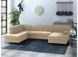 Wohnlandschaft HOME AFFAIRE "Balme, moderne Formensprache, zeitloses Design, U-Form", beige, B:297cm H:75cm T:195cm, 100% Polyester, Sofas, Wohnlandschaft, Inkl. Zierkissen, wahlweise mit Bettfunktion