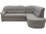 Ecksofa DOMO COLLECTION "Faenza für kleine Räume, Stellmaße 232x176cm, komfortabel, L-Form", grau (hellgrau), B:232cm H:88cm T:176cm, 100% Polyester, Sofas, Ecksofa, mit Ottomane, zeitlos, elegante Armlehnen, wahlweise mit Bettfunktion
