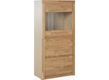 Vitrine OTTO HOME "Silkeborg", braun (eiche teilmassiv), B:60cm H:125cm T:35cm, Holz teilmassiv, Schränke, Vitrine, schöne grifflose Optik, teilmassiv