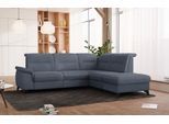 Ecksofa SIT & MORE "Astoria L-Form", grau (grau, blau), B:256cm H:91cm T:225cm, 45000, Sofas, Ecksofa, wahlweise mit motorischer Relaxfunktion