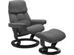 Relaxsessel STRESSLESS "Ruby", grau (grau batick), B:79cm H:98cm T:76cm, Leder BATICK: BATICK ist ein leicht korrigiertes, durchgefärbtes und genarbtes Möbelleder, bei dem die meisten Unebenheiten und Spuren in der Regel entfernt wurden.;Leder PALOMA: PALOMA ist ein durchgefärbtes Semianilin-Möbelleder mit natürlicher Narbung., Sessel, Relaxsessel, mit Classic Base, Größe M, Gestell Eiche, Wenge,