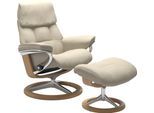 Relaxsessel STRESSLESS "Ruby", beige (cream batick), B:76cm H:100cm T:75cm, Leder PALOMA: durchgefärbtes Semianilin-Möbelleder;Leder BATICK: durchgefärbtes und genarbtes Möbelleder, Sessel, Relaxsessel, mit Signature Base, Größe S, Gestell Eiche, Wenge, Braun & Schwarz