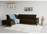 Ecksofa SIT & MORE "Sinatra L-Form", braun (dunkelbraun), B:251cm H:85cm T:220cm, 100% Polyester, Sofas, Ecksofa, mit Ottomane, optional mit Kopfteilverstellung und Armteilfunktion