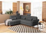 Ecksofa HOME AFFAIRE "Palace L-Form", grau, B:259cm H:89cm T:225cm, Struktur fein (100% Polyester);Struktur (100% Polyester);Luxus-Microfaser Lederoptik (100% Polyester), Sofas, Ecksofa, incl. Sitztiefenverstellung, wahlweise mit Bettfunktion und Stauraum