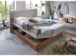 Boxspringbett HOME AFFAIRE "Blomen", beige, B:182cm L:224cm, Komplettbetten, Boxspringbett, mit Walnuss-Dekor, mit Bettkasten, verschiedene Härtegrade, mit Topper
