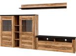 Wohnwand OTTO HOME "Larona, Wohnwand, Set 3 teilig", braun (satinnussbaum, touchwood, satinnussbaum), B:295cm, Kastenmöbel-Sets, Wohnwand, Wohnzimmer Set bestehend aus 1 TV-Board, 1 Highboard,1 Wandregal
