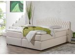 Boxspringbett MAINTAL, beige (creme), Liegefläche B/L: 180cm x 200cm, H2 + H2, 5-Zonen-Tonnentaschen-Federkernmatratze, Seitliche Einfassung Unterbox und Obermatratze: Mikrovelours (100% Polyester);Spiegelfläche der Unterbox und Obermatratze: 100% Polyester, Komplettbetten, Boxspringbett, in diversen Ausführungen