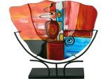 Dekovase GILDE GLAS ART "New Life 1", bunt, B:45,5cm H:49,5cm T:10,5cm, Glas, Metall, Vasen, Dekovase, handbemalt mit Fusingglas-Elementen