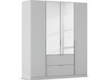 Drehtürenschrank OTTO HOME "Kleiderschrank Schrank Garderobe AGORDO mit Dekor- oder Hochglanzfront", grau (seidengrau), B:181cm H:210cm T:54cm, Holzwerkstoff, Schränke, Drehtürenschrank, mit Außenschubkästen, in 7 Breiten und 2 Höhen MADE IN GERMANY