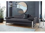 2-Sitzer W.SCHILLIG "finn", grau (antracite s37), B:210cm H:71cm T:106cm, Flachgewebe S22 (100% Polyester);Stoff S37 (100% Polyester);Longlife Xtra-Leder Z59: Glattleder mit modischer Prägung. Hautstärke 0, 9 - 1, 1 mm, Sofas, 2-Sitzer, German Design Award 2016, Fußgestell Chrom glänzend, Breite 210 cm