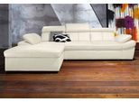 Ecksofa EXXPO - SOFA FASHION "Salerno, Funktionssofa, Breite 280cm, hoher Sitzkomfort, L-Form", weiß (keramik), B:280cm H:77cm T:170cm, Microfaser-Primabelle (100% Polyester);NaturLEDER;Kunstleder;Lederfaserstoff;Luxus-Microfaser Lederoptik, Sofas, Ecksofa, inkl. Kopf- und Armteilverstellung, wahlweise mit Bettfunktion