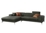 Ecksofa W.SCHILLIG "Piedroo, Designsofa mit tollem Sitzkomfort, elegant und bequem, L-Form", grün (hunter r66), B:303cm H:70cm T:193cm, Chenille-Flachgewebe R66 (85% Polyester, 15% Nylon), Sofas, Ecksofa, Kopfteilverstellung, wahlweise mit Sitztiefenverstellung, Breite 303cm
