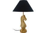 KAYOOM Tischleuchte "Shah", schwarz, 1, Ø 40cm H: 62cm, 1 Stk., Leuchten, Tischlampe mit dekorativem Schah-Pferd-Sockel aus Metall, Stoffschirm, Tischleuchte