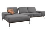 Ecksofa W.SCHILLIG "run, Designsofa mit tollem Sitzkomfort, bequem, L-Form", grau (grau w82), B:279cm H:88cm T:178cm, Longlife Xtra-Leder Z73: Naturwalkleder der Luxusklasse aus den erlesensten Rohhäuten. Hautstärke 1, 1 – 1, 3 mm;ROHLEDER Jacquard-Flachgewebe Q2 W60 (63% Polyester, 37% Polyacryl);ROHLEDER Chenille-Flachgewebe Q2 W77 (68% Polyacryl, 32% Polyester);Stoff S37 (100% Polyester), Sofas