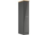 Apothekerschrank KOCHSTATION "KS-Milan", grau (grau hochglanz), B:30cm H:166cm T:60cm, MDF, Schränke, Apothekerschrank, Apothekerschrank 30 cm, matte oder hochglänzende Fronten