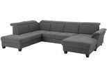 Wohnlandschaft HOME AFFAIRE "Solvei U-Form", grau, B:342cm H:104cm T:235cm, Struktur (100% Polyester);Luxus-Microfaser Lederoptik (100% Polyester);Luxus-Microfaser ALTARA NUBUCK (100% Polyester), Sofas, Wohnlandschaft, Sitztiefenverstellung und Federkern, wahlweise Kopfteilverstellung
