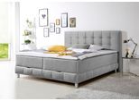Boxbett HOME AFFAIRE "Vaasa", silber, B:174cm L:210cm, Komplettbetten, Boxbett, inkl. Bettkasten & Topper, XXL-Ausführung, Überlänge 220 cm