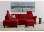 Ecksofa SIT & MORE "Mellum L-Form", rot (bordeaux), B:253cm H:87cm T:212cm, 100% Polyester, Sofas, Ecksofa, Federkern, wahlweise mit Bettfunktion, Stauraum und Armteilfunktion