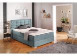 Boxbett HOME AFFAIRE "Olivet mit Bettkasten", blau (petrol), B:154cm L:230cm, Komplettbetten, Boxbett, in 4 Farben, 4 Breiten, 2 Matratzenarten, auch in Überlänge 220 cm