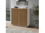 Highboard HOME AFFAIRE "Vega,Highboard,Kommode,120 cm", weiß (weiß matt, canneté hell), B:120cm H:126cm T:43cm, Sideboards, Highboard, mit 2 Türen,Fronten mit Rillen-Optik