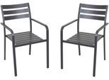Stapelstuhl GARDEN PLEASURE "TREVISO", grau (anthrazit, anthrazit, anthrazit), B:55cm H:88cm T:63cm, Aluminium, Stühle, Stapelstuhl, 2er Set