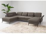Wohnlandschaft SIT & MORE "Emely, inkl. Sitztiefenverstellung", braun (schlamm), B:359cm H:92cm T:231cm, 100% Polyester, Sofas, Wohnlandschaft, wahlweise mit Bettfunktion,Bettkasten,Kopf- & Armteilverstellung