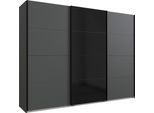 Schwebetürenschrank WIMEX "Barcelona", schwarz (graphit, mitteltür glas schwarz), B:270cm H:208cm T:65cm, Holzwerkstoff, Schränke, Schwebetürenschrank, mit Glaselementen auf der Mitteltür