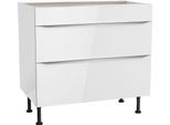 Kochfeldumbauschrank KOCHSTATION "KS-Aken", weiß (weiß hochglanz, weiß), B:90cm H:87cm T:58,4cm, Schränke, Kochfeldumbauschrank