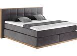 Boxspringbett HOME AFFAIRE "Vinton", grau (charcoal), B:220cm L:213cm, Komplettbetten, Boxspringbett, aus massiver Eiche, verschiedene Härtegrade (auch H4)