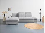Ecksofa COTTA "Holiday L-Form mit Sitztiefen-, Armteil- und Kopfteilverstellung", grau, B:302cm H:86cm T:190cm, 90% Polyester, 10% Polyamid, Sofas, Ecksofa, wahlweise mit Bettfunktion & Bettkasten