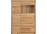 Vitrine OTTO HOME "Silkeborg", beige (kernbuche teilmassiv), B:90cm H:125cm T:35cm, Holz teilmassiv, Schränke, Vitrine, Höhe, 125 cm