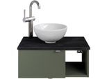 Waschtisch SAPHIR "Serie 6915 Waschschale mit Unterschrank für Gästebad, Gäste WC", grün (schilfgrün matt, schiefer, schilfgrün matt touch), B:61cm H:39,8cm T:35cm, Waschtische, Waschtisch, 61 cm mit Keramik-Aufsatzbecken, 1 Tür und 1 Fach