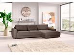 Ecksofa TRENDMANUFAKTUR "Bourbon II, mit extratiefer Sitzfläche und extrabreiter Recamiere", braun (walnut), B:303cm H:84cm T:176cm, 100% Polyester, Sofas, Ecksofa, elegant und zeitlos, mit hohem Sitzkomfort, L-Form