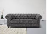 Chesterfield-Sofa HOME AFFAIRE "Chesterfield 3-Sitzer B/T/H: 198/89/74 cm", grau (anthrazit), B:198cm H:74cm T:89cm, Luxus-Microfaser Lederoptik (100% Polyester), Sofas, Chesterfield-Sofa, mit hochwertiger Knopfheftung, auch in Leder