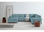 Wohnlandschaft OTTO HOME "Grazzo, aktuelle Steppung im Sitz, viel Platz, U-Form, Breite 332cm", blau (eisblau), B:332cm H:80cm T:199cm, 100% Polyester (recycelt), Sofas, Wohnlandschaft, hochwertige Stoffe aus recyceltem Material, Steppung im Sitzbereich