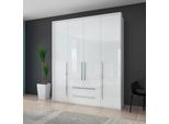 Drehtürenschrank OTTO HOME "Piano, inklusive Rahmen und Beleuchtung, soft-close-Funktion", weiß (weiß hochglanz), B:187cm H:226cm T:60cm, Holzwerkstoff, Schränke, Drehtürenschrank, beige oder weiß, UV lackiert, Hochglanzfronten, FSC-zertifiziert