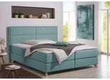 Boxspringbett HOME AFFAIRE "Caria", blau (petrol), B:111cm L:209cm, Strukturstoff-Bezug (100% Polyester);Topperbezug 100% Polyester, Komplettbetten, Boxspringbett, in 5 Breiten, 3 Matratzen-Ausführungen, 2 Härtegraden, Topper