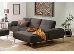 Ecksofa W.SCHILLIG "run, Designsofa, bequem, L-Form", grau (graphit z73), B:299cm H:88cm T:178cm, Longlife Xtra-Leder Z73: Naturwalkleder der Luxusklasse aus den erlesensten Rohhäuten. Hautstärke 1, 1 – 1, 3 mm;ROHLEDER Jacquard-Flachgewebe Q2 W60 (63% Polyester, 37% Polyacryl);ROHLEDER Chenille-Flachgewebe Q2 W77 (68% Polyacryl, 32% Polyester);Stoff S37 (100% Polyester), Sofas, Ecksofa, mit elega