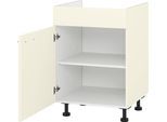 Herdumbauschrank KOCHSTATION "KS-Scafa", beige (magnolia), B:60cm H:75cm T:56cm, Schränke, Herdumbauschrank, Breite 60 cm, mit Tür, wahlweise Türanschlag rechts oder links