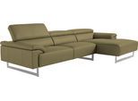 Ecksofa EGOITALIANO "Malika, edel und bequem, Designsofa mit hochwertigen Bezügen, L-Form", grün (pistazie), B:287cm H:94cm T:165cm, Leder »BULL« (echtes Rindsleder). Geschliffenes, pigmentiertes und behandeltes Rindsleder mit einer Dicke von 1, 3-1, 5 mm. Dieses Leder zeigt eine ziemlich weiche Hand mit einem halb undurchsichtigen Aussehen. Es handelt sich um ein geschütztes Leder. Eine leichte D