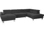 Wohnlandschaft COTTA "Komaris U-Form, B: 320 cm", schwarz, B:320cm, Microfaser PRIMABELLE (100% Polyester);Kunstleder SOFTLUX;Feinstruktur (100% Polyester);Kunstleder SOFTLUX/Struktur (100% Polyester);NaturLEDER, Sofas, Wohnlandschaft, mit Kopfteilverstellung, optional Bettfunktion, Bettkasten & Licht