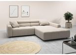 Ecksofa 3C CANDY "Denver auch mit Cord- und Easy care-Bezug, Kopfteilverstellung L-Form", grau (taupe), B:258cm H:68cm T:217cm, 100% Polyester, Sofas, Ecksofa, wahlweise. mit motorischer Sitztiefenverstellung