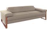 2,5-Sitzer W.SCHILLIG "finn", braun (stone z59), B:230cm H:71cm T:106cm, Flachgewebe S22 (100% Polyester);Stoff S37 (100% Polyester);Longlife Xtra-Leder Z59: Glattleder mit modischer Prägung. Hautstärke 0, 9 - 1, 1 mm, Sofas, 2 5-Sitzer, German Design Award 2016, Fußgestell Nussbaum natur, Breite 230 cm
