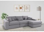Ecksofa OTTO HOME "Enid L-Form", grau (hellgrau), B:360cm H:75cm T:190cm, Baumwollmix (60% Baumwolle/40% Leinen);Struktur fein (100% Polyester);Samtoptik (100% Polyester);Samtvelours (100% Polyester);Struktur (100% Polyester);Struktur recycelt (100% recyceltes Polyester), Sofas, Ecksofa, 3 Teile, bestehend aus Modulen, in vielen Bezügen, auch in Breitcord